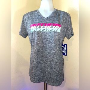 Sketchers Logo Spellout Athletic Workout Short Sleeve Shirt